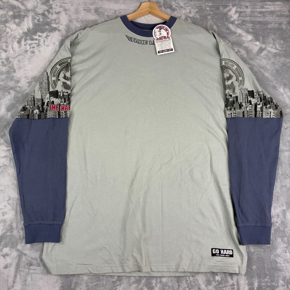 VTG Y2K The Hard Way True Life T-Shirt Thermal Long Sleeve 3XL Hip Hop NWT